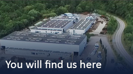 The MEISER Straßenausstattung company from above with the text "You will find us here".