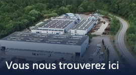 La société MEISER Straßenausstattung vue d'en haut avec le texte "Vous nous trouverez ici".